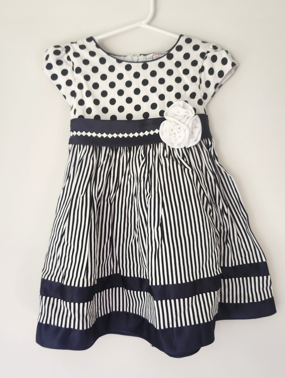 Somebody Loves Me Navy White Girl's 4 Dress